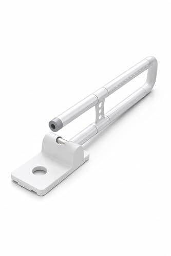 Image of Aquieen Folding Grab Bar for Bathroom & Toilet | Heavy Duty Wall Mounted Handicap Support Rail | Stainless Steel Safety Handle for Elderly, Disabled & Pregnant Women | Anti-Slip Grip | White (8444 H)