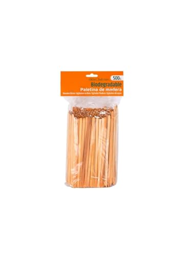 500 paletinas de café de Madera de 19 cm. Palitos de café Desechables, Palitos removedores de café. agitadores de café y té. Palos para Manualidades. Agitador para cockteles.
