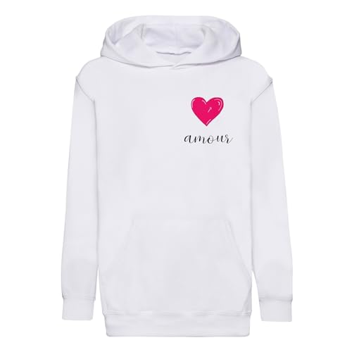 Sweat à capuche enfant Amour cadeau de Saint-Valentin avec coeur fushia
