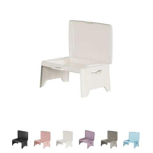 LIVIA ミニ折りたたみテーブル コンパクト 携帯用 収納付き テーブル アウトドア 旅行用 トレイ PC作業 ベッドテーブル 車用 多機能 折りたたみ式 (ホワイト)