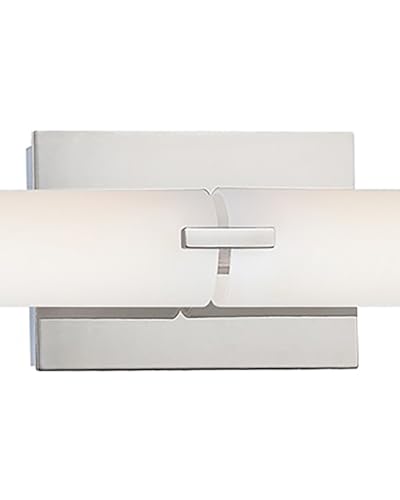 Image of GEORGE KOVACS P5046-077-L Tube LED Vanity Bath Light, 2-Light, 40 Total Watts, 4.75-in H x 39.75-in W, Chrome