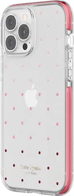 Defensive Hardshell Case for iPhone 13 Pro Max - Pin Dot Ombre Pink/Clear