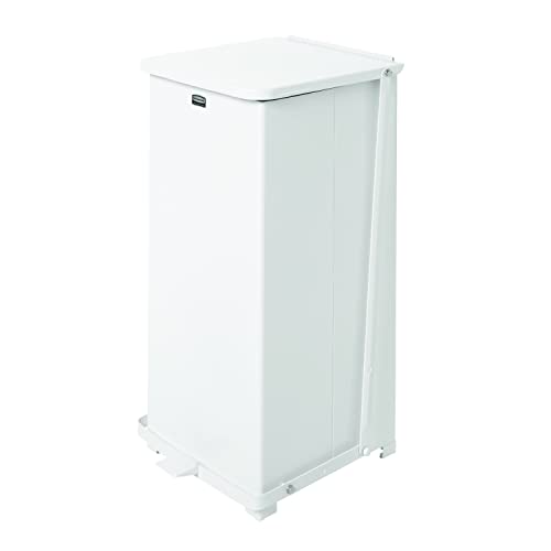 Rubbermaid Commercial Products Defenders Biohazard Step on Trash Can, 13-Gallon, White, Square Steel, Good with Infectious Waste in Doctors Office/Hospital/Medical/Healthcare Facilities