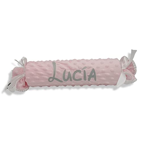 variouss Cojin Antivuelco Personalizado para bebé Recien Nacido, Personalizado con su Nombre Bordado. (Rosa)