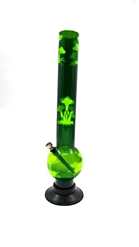 Image of METIER 16 inch bongsmoke Single Bulb Acrylic(Plastic) Waterpipe Bong Rolling Pipe Portable Hookah Hukka Vape Bongs Bottle Size 40cm Color Green