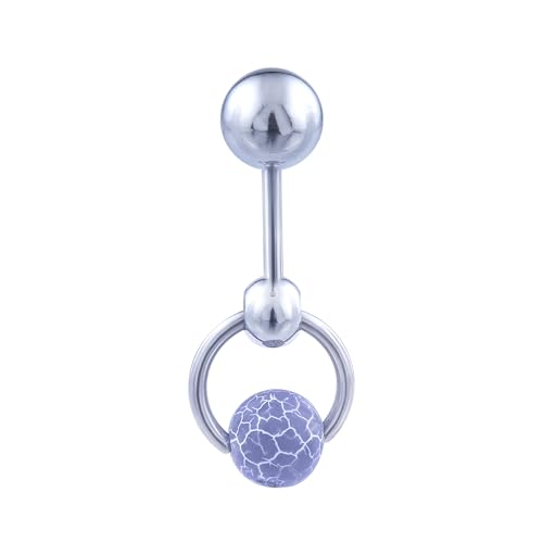 NAVIKO VCH Piercing Jewelry for Women Vertical Hood Piercing Barbell Ring 14G Long Belly Button Navel Rings 14 Gauge Steel Belly Button Ring Jewelry (Pastel Purple)