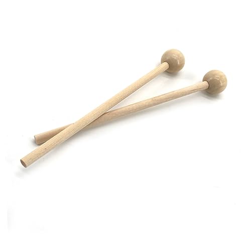 Par de baquetas de batería redondas de madera beige miniatura 4