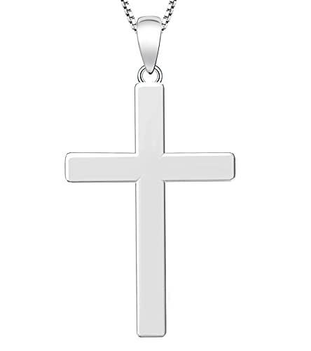YL Cross Necklace for Women Sterling Silver Plain Cross Pendant Necklace Simple Jewelry for Men (0.79-1.38