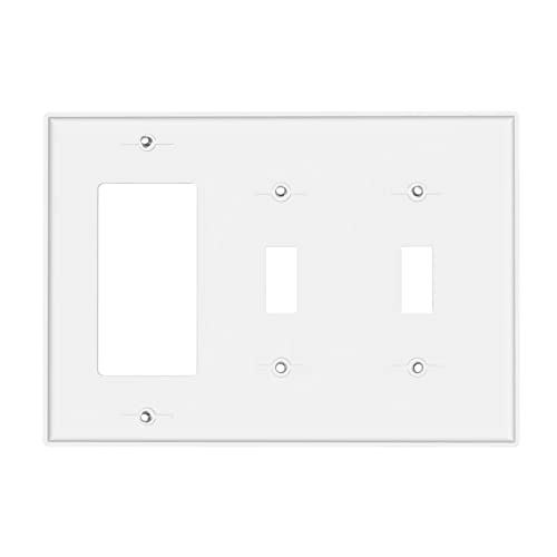 Blue Grey Abstract 3 Gang 2 Toggle 1 Rocker/Decora Receptacle Outlet Light Switch Wall Plate Cover For Girls Women Bathroom Living Room Decor #TOP3
