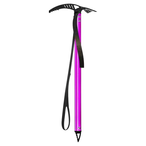Bobillow Outdoor Camping Ice Axe Walking Pick for Camping Aluminum Alloy Mountaineering Axe Glacier Climbing Tool Lightweight Design,70 Cm (Pink)