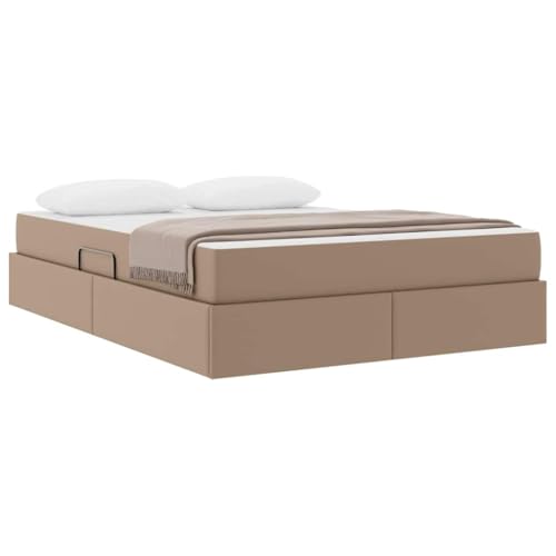 vidaXL Lit avec Rangement et Matelas 2 pcs Cappuccino Cuir, Lit Moderne réglable, mobilier Multi-Fonctionnel, Rangement sous Le lit, Solution contemporaine...