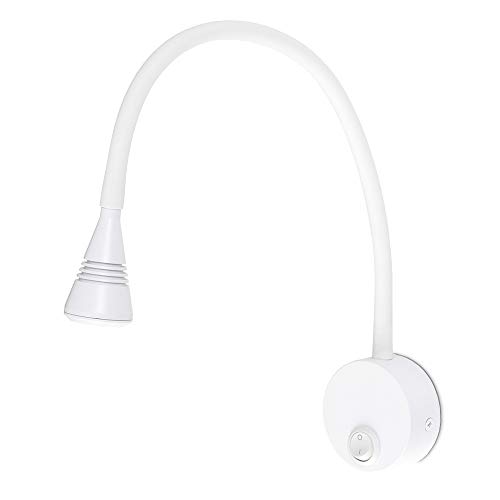 Kwazar Luminaire - Wandlampe mit Schalter - Leselampe Wand - Schwanenhals Lampe LED, 3W, Neutralweiß 4000K, 180lm - Wandleselampe, Bettlampe für Schlafzimmer, Wohnzimmer, Büro - Loris Weiß