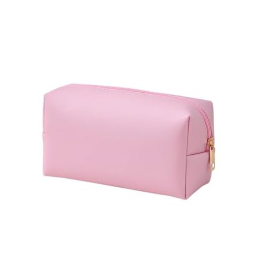 Necessaire Feminina de Couro PU Compacta – Estojo de Maquiagem, Viagem e Cosméticos (Rosa Candy)