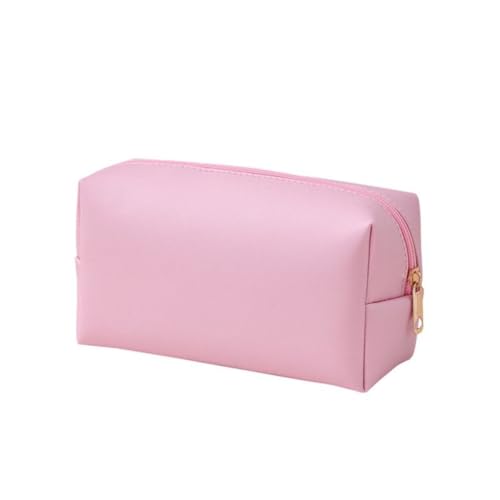 Necessaire Feminina de Couro PU Compacta – Estojo de Maquiagem, Viagem e Cosméticos (Rosa Candy)
