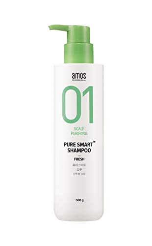 AMOS PROFESSIONAL Pure Smart Shampoo [Fresh – For Oily Scalp] 17.6oz (500g) | Sebum Care & Scalp Soothing | Korean Hair Salon Brand…