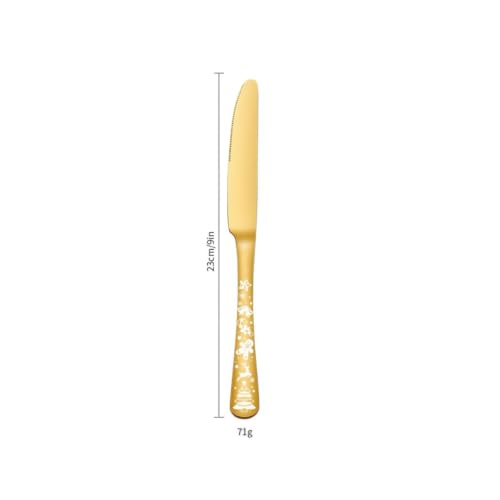 Image of Butter Knives, 18 /10 Stainless Steel Table Knife, Butter Knives Cutlery Set, Mirror Finish Utensils Set for Home, Office, Party, Camping, Dishwasher Safe (12 Pcs Pcs Dinner Knife, Gold)