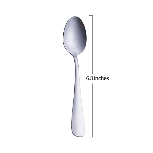 Gogeili Matte Teaspoon Set Of 6, Stainless Steel Satin Finish 6.8-Inch Metal Dessert Spoon Silverware, Service For 6 #TOP1