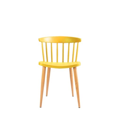 Image of Finch Fox Scandinavian Stylish & Modern Furniture Plastic Living Room Dining Chairs for Cafeteria Seating, Side, Kitchen, Restaurants, Hotels in Yellow Color (Set of 6)