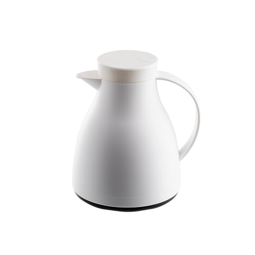 TableCraft 12662, 17 oz (0.5 L) Plastic Coffee Carafe with Glass Liner, White Frosted Vacuum Insulated Coffee Dispenser with Push Press Lid, Lightweight, Ideal for Diners, Cafes & Restaurants
