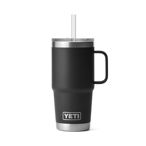 YETI Rambler Trinkbecher Mit Trinkhalmdeckel, Black, 25 oz (739 ml) – Ansicht 2