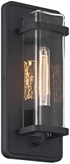 DESIGNERS FOUNTAIN Pearl Street Outdoor Light Fixture, 16 Inch Exterior Wall Lantern Sconce for Front Door, Patio and Porch, Black, D303M-7EW-BK