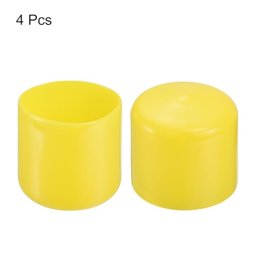 Image of uxcell 4pcs Rubber End Caps 45mm(1 3 /4 inch) ID Vinyl Round Tube Bolt Cap Cover Screw Thread Protectors Yellow, 40mm Height