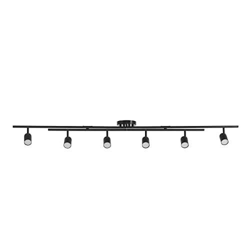 Globe Electric 59471 6-Light Foldable LED Integrated Track Lighting, Matte Black, Center Swivel Bars, 2400 Lumen