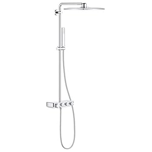 GROHE Euporia Smartcontrol 310 Cube Duo – Duschsystem mit Thermostatbatterie (wassersparend, 3 Strahlarten, Verbrühungsschutz, inkl. Duschablage), chrom, 26508000
