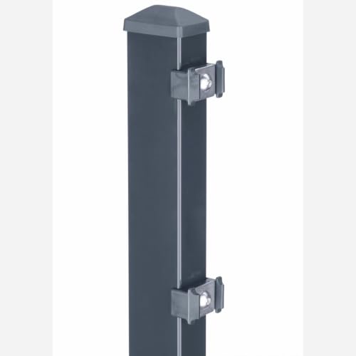 Doppelstabmattenzaun Komplettset 6/5/6 mm, Farbe Anthrazit RAL 7016 Set mit Pfosten und Klemmhaltern, Gartenzaun Stabmattenzaun Metallzaun - für Garten und Grundstück, Höhe 83 cm - Zaunlänge 2,5 m