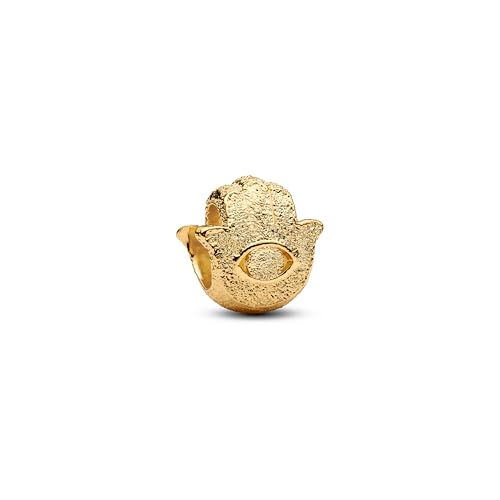 PANDORA Moments 764042C00 - Ciondolo a forma di mano in argento Sterling placcato oro 14 carati, compatibile Moments