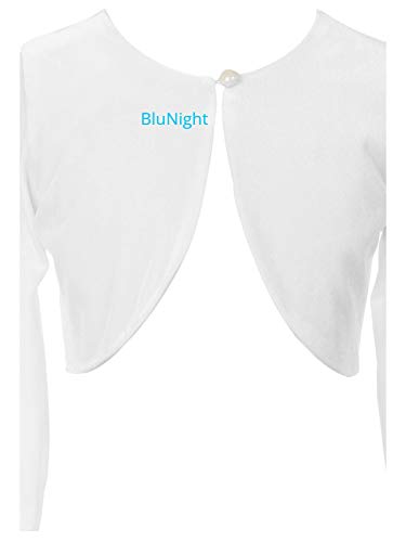 Image of BluNight Collection Little Girls Long Sleeve One Button Velvet Bolero Sweater Jacket Dress Cover Up