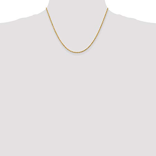 Black Bow Jewelry 2Mm 14K Yellow Gold Solid Diamond Cut Rope Chain Necklace, 18 Inch #TOP1