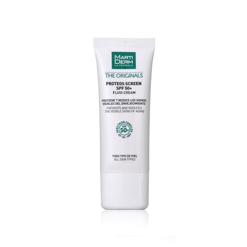 Proteínas, MartiDerm Proteos Screen SPF 50+ - Crema antiedad con protector solar de rápida absorción - Proteoglicanos + Ácido hialurónico y Silicio + Sprectrum Complex...