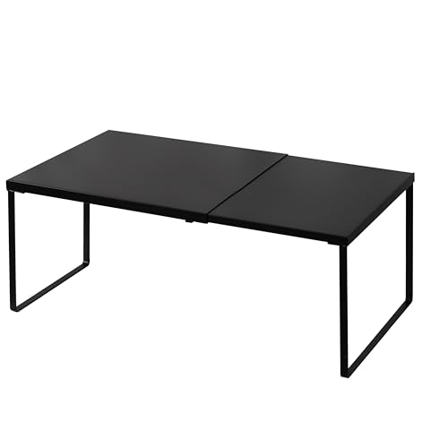 Nxconsu Expandable Cabinet Shelf Organizer Rack Black