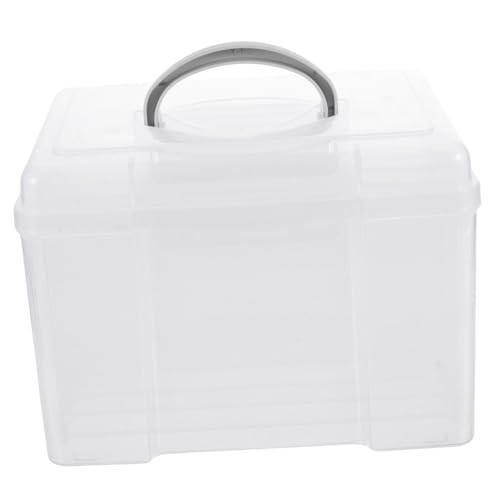 Kisangel Boîte de Rangement Photo Portable avec Compartiments Ajustables Organisateur Transparent pour Photos Cartes et Souvenirs avec Poignée Ergonomique