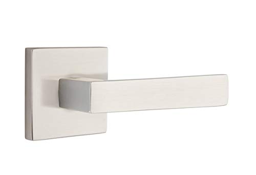Emtek Square Rosette Passage Set With Matching Finish Dumont Lever - Choice Of Left/Right Handing And 7 Finishes - 5110Dtrhus15 - Right Handed (Rh) - Satin Nickel (Us15) #TOP13