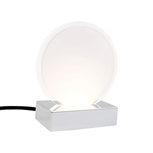 Preisvergleich Produktbild Briloner Leuchten Tischleuchte, Nachttischlampe mit Schnurschalter, LED-Platine rund-weiß mit transparentem Rand, 3 Watt, 230 Lumen, Kunststoff, 3 W, Chrom, 120x60x140mm (LxBxH)
