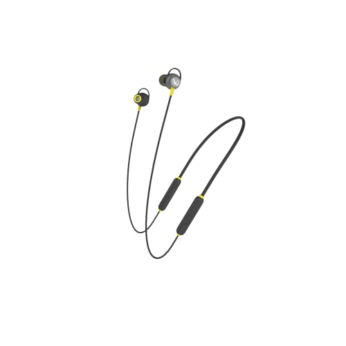 Infinity - JBL Glide 120, in Ear Wireless Earphones with Mic, Deep Bass, Dual Equalizer, 12mm Drivers, Premium Metal Earbuds, Comfortable Flex Neckband, Bluetooth 5.0, IPX5 Sweatproof (Black & Yellow)