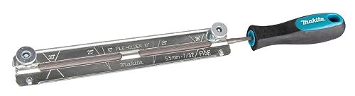 Makita D-70982 Feilenhalter mit Rundfeile 5,5 mm und Kettenmesslehre, weiches Feilverhalten, zum Feilen von Sägeketten mit 3/8 Teilung und 1,6 mm Treibgliedstärke, 1 Stück
