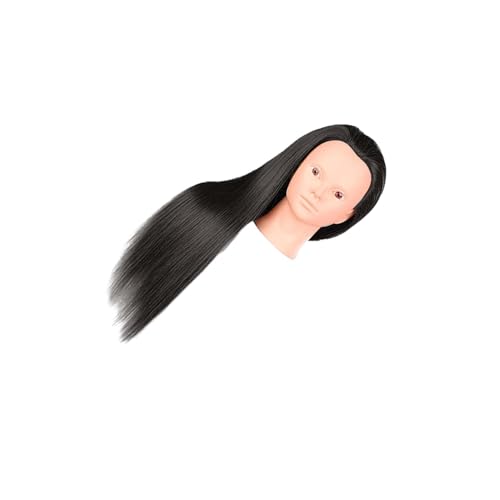 BOKIOESDE Cabeza de maniquí de entrenamiento para estudiantes de cosmetología que practican técnicas de peluquería y trenzado. Cabeza de práctica para , Negro sin maquillaje , 54 centímetros