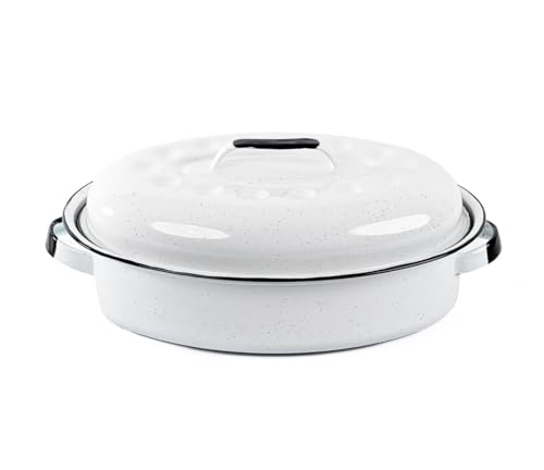 GRANITEWARE | Cocotte Ovale Roaster | Format moyen 4L | Acier émaillé blanc| Ultra-légère | Ne se tâche pas, facile à nettoyer