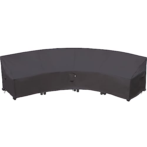 Flexiyard Curved Patio Furniture Cover for Outdoor Sectional Sofa, 190"(128") Reinforced Waterproof 600D Patio Couch Cover, Half Moon Lawn Outside Garden Winter Protective Cover, Storm Grey