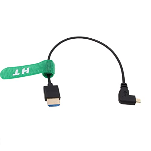 Image of HangTon Micro HDMI 4K 60Hz 8K Ultra HD Cable for Sony A6600 A7RIV X-T3 Canon R5C R6 Lumix S5 Camera ATOMOS Ninja V Portkeys Monitor Type A D HDMI 2.1 Right Angle 30cm