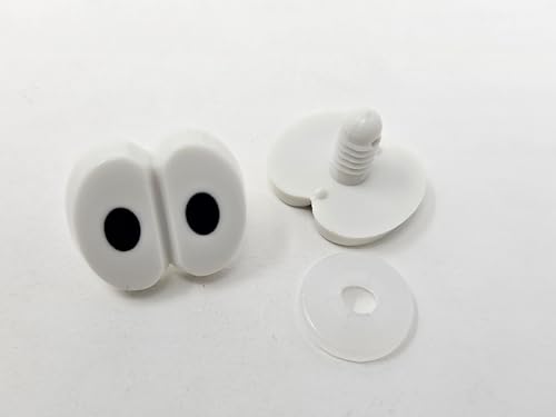 Zim's 25mm Black and White Comical Cartoon Double Connected Pair Plastic Safety Eyes for Craft Amigurumi Dolls or Puppets (Pack of 6)