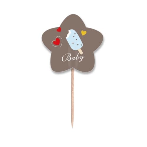 Cure-dents en forme de cœur bleu avec motif étoiles pour cocktail