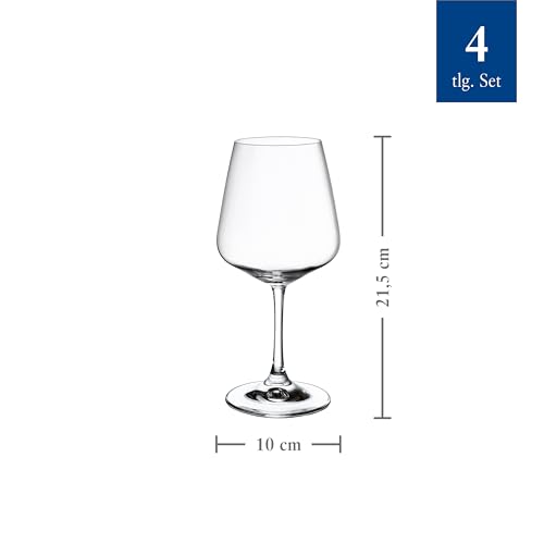 Image of Villeroy & Boch Ovid Collection Red Wine Glass, 4-piece Set, Crystal Glass, 20 oz Capacity