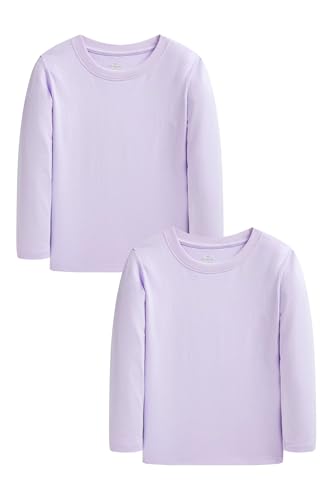 Family Feeling Baby Kids' 2-Pack Cotton Long Sleeve Shirts Solid Purple Boys Girls T-Shirts Size 2T 3T