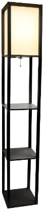 Brands by Amal Organizador de 3 niveles de almacenamiento, moderno, lámpara de pie de lino con estantes, estantería de exhibición de esquina,