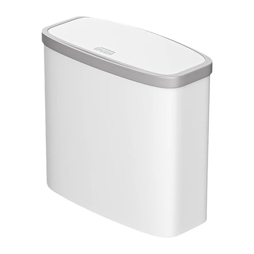 Generisch Cubo de basura delgado, cubo de basura delgado con tapa - Cubo de basura de baño delgado con tapa - Contenedor de basura delgado y ligero que ahorra espacio, cubo de basura estrecho para