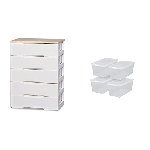 �A�C���X�I�[���} �`�F�X�g ���N���N���o�� �ؓV�� 5�i ���{�� ��73×���s41.5×����100cm �z���C�g/�i�`������ �� �v���X�`�b�N HG-725R & �L�����[�X�g�b�J�[ ��40×���s74×����31cm �N���A �z���C�g 4�Z�b�g AA-74